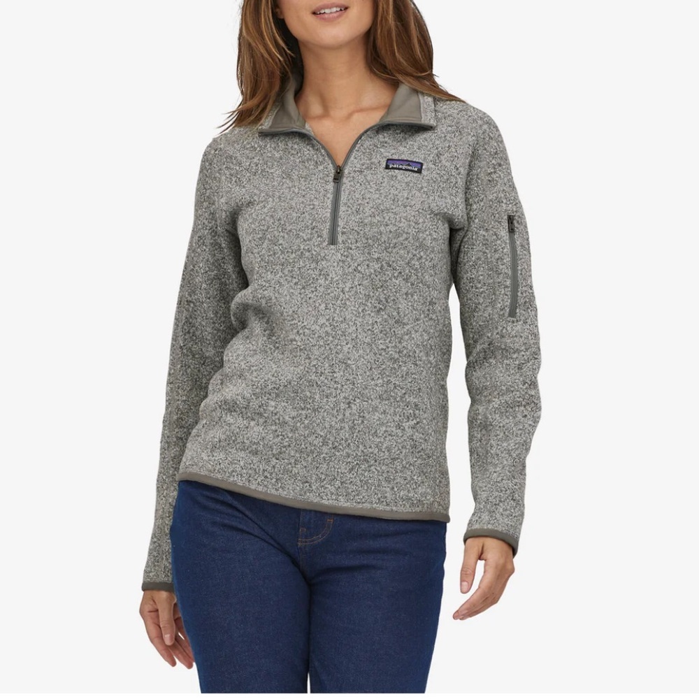 Patagonia Women's Better Sweater 1/4 Zip Fleece Pullover Birch White Sz Small